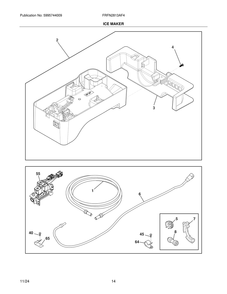 Ice Maker Diagram and Parts List for FRFN2813AF4  Frigidaire Freezer