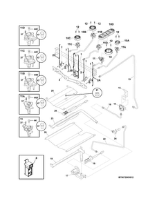 Burner Diagram and Parts List for DGGF3054KFT  Frigidaire Range