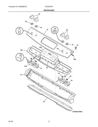 Backguard Diagram and Parts List for FFES3015PWH  Frigidaire Range