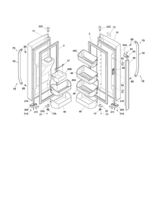Fresh Food Doors Diagram and Parts List for LFHB2741PE0  Frigidaire Refrigerator