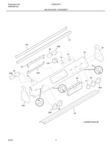 Backguard / Dosseret Diagram and Parts List for CGES387CB1  Frigidaire Range
