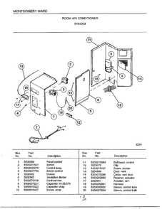 Room Air Conditioner Page 3 Diagram and Parts List for 5164004  Frigidaire Air Conditioner