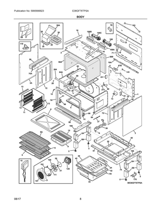 Body Diagram and Parts List for E36GF76TPSA  Frigidaire Range