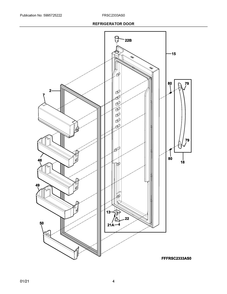 Refrigerator Door Diagram and Parts List for FRSC2333AS0  Frigidaire Refrigerator