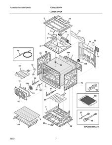 Lower Oven Diagram and Parts List for PCWM3080AFA  Electrolux Microwave Oven Combo