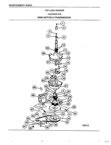 Main Motor And Transmission Diagram and Parts List for 6506B  Frigidaire Washer