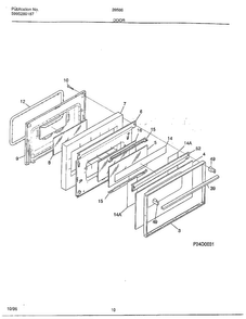 Door Diagram and Parts List for 285860B  Frigidaire Range