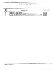 30" Gas Over/under Main Top Page 2 Diagram and Parts List for 3488A  Frigidaire Range
