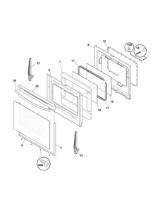 Door Diagram and Parts List for 79091322211  Kenmore Range