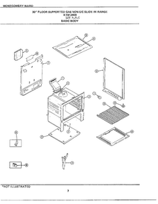 30` Floor Broiler Pan Diagram and Parts List for 2408A  Frigidaire Range