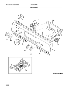 Backguard Diagram and Parts List for FGEH3047VFC  Frigidaire Range
