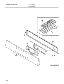 Backguard Diagram and Parts List for GCFI306CBFA  Frigidaire Range