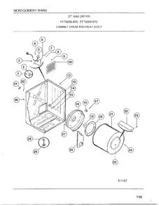 Cabinet Drum And Heat Duct Diagram and Parts List for 8289-80C  Frigidaire Dryer