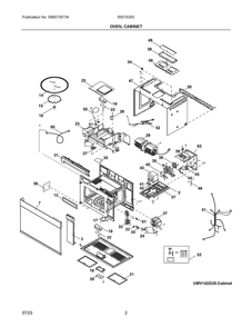 Oven, Cabinet Diagram and Parts List for 60515303  Frigidaire Microwave