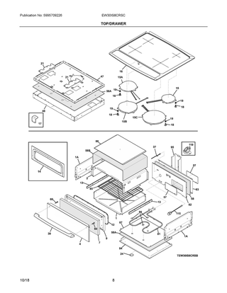Top/drawer Diagram and Parts List for EW30IS8CRSC  Frigidaire Range