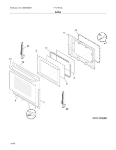 Door Diagram and Parts List for FFEF3013LBJ  Frigidaire Range