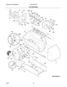 Ice Container Diagram and Parts List for KSPZ25V9GS3  Frigidaire Refrigerator