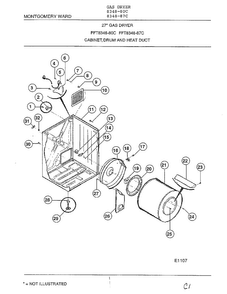 Cabinet, Drum And Heat Duct Diagram and Parts List for 8348-87C  Frigidaire Dryer