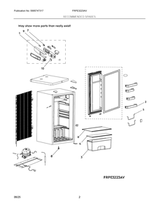 Recommended Spares Diagram and Parts List for FRPE3223AV  Frigidaire Refrigerator