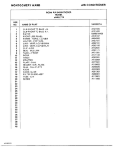 Room Air Conditioner Page 2 Diagram and Parts List for 5277A  Frigidaire Air Conditioner