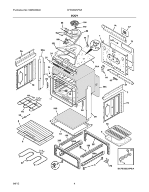 05 - BODY Diagram and Parts List for CFES3025PSA  Frigidaire Range