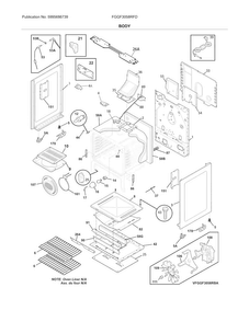 Body Diagram and Parts List for FGGF3058RFD  Frigidaire Range