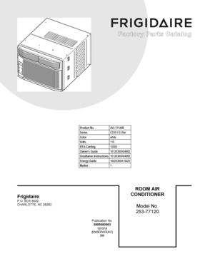 01 - COVER SHEET Diagram and Parts List for 25377120R  Frigidaire Air Conditioner