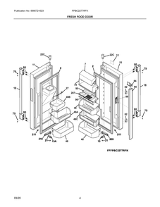 Fresh Food Door Diagram and Parts List for FPBC2277RFK  Frigidaire Refrigerator