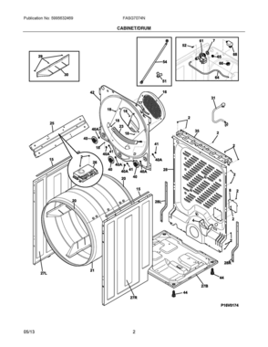 02 - CABINET/DRUM Diagram and Parts List for FASG7074NR3  Frigidaire Dryer