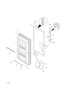 Door Diagram and Parts List for 253280528015  Kenmore Freezer