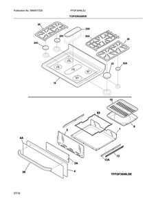 Top/drawer Diagram and Parts List for FFGF3049LSJ  Frigidaire Range