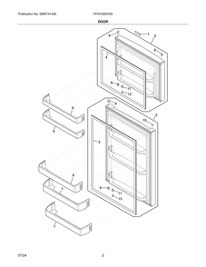 Door Diagram and Parts List for FFHI1835VS5  Frigidaire Refrigerator