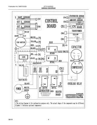 Wiring Diagram Diagram and Parts List for FFTH1422R22  Frigidaire Air Conditioner