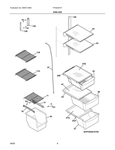 Shelves Diagram and Parts List for FFSS2615TS5  Frigidaire Refrigerator
