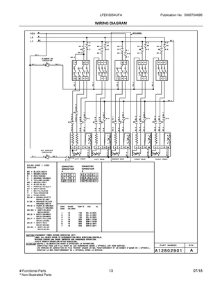 Wiring Diagram Diagram and Parts List for LFEH3054UFA  Frigidaire Range