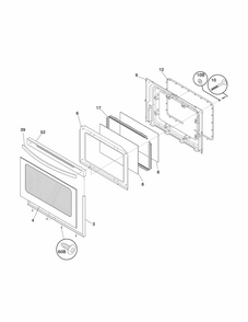 Door Diagram and Parts List for 79070613210  Kenmore Range