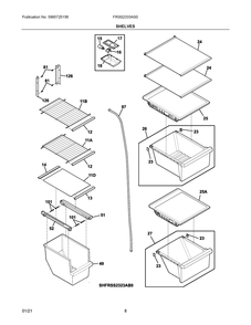 Shelves Diagram and Parts List for FRSS2333AS0  Frigidaire Refrigerator