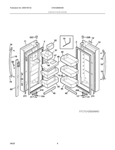 Fresh Food Door Diagram and Parts List for CFEH2868AW0  Frigidaire Refrigerator