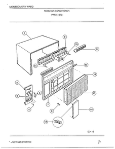 Roon Air Conditioner Diagram and Parts List for 5198B  Frigidaire Air Conditioner