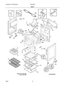 Body Diagram and Parts List for 70462040A  Frigidaire Range