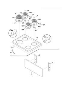 Top/drawer Diagram and Parts List for FFEF3000MWB  Frigidaire Range