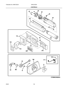 Controls Diagram and Parts List for GRSC2352AD0  Frigidaire Refrigerator