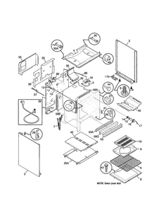 Body Diagram and Parts List for FGFB74BJBA  Frigidaire Range