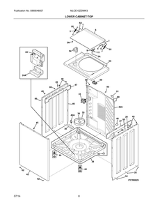 Lower Cabinet/Top Diagram and Parts List for MLCE10ZEMW3  Frigidaire Dryer
