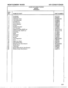 Air Conditioner Page 4 Diagram and Parts List for 5287A  Frigidaire Air Conditioner