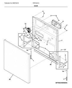Door Diagram and Parts List for FDPC4221AB0A  Frigidaire Dishwasher