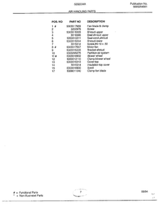 Air Handling Parts Page 2 Diagram and Parts List for 5292004A  Frigidaire Air Conditioner