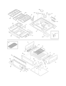 Top/drawer Diagram and Parts List for EW30GS75KSD  Electrolux Range
