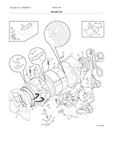 Motor/tub Diagram and Parts List for FFFS5115PA0  Frigidaire Washer
