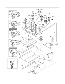 Burner Diagram and Parts List for CGGF3032MBA  Frigidaire Range
